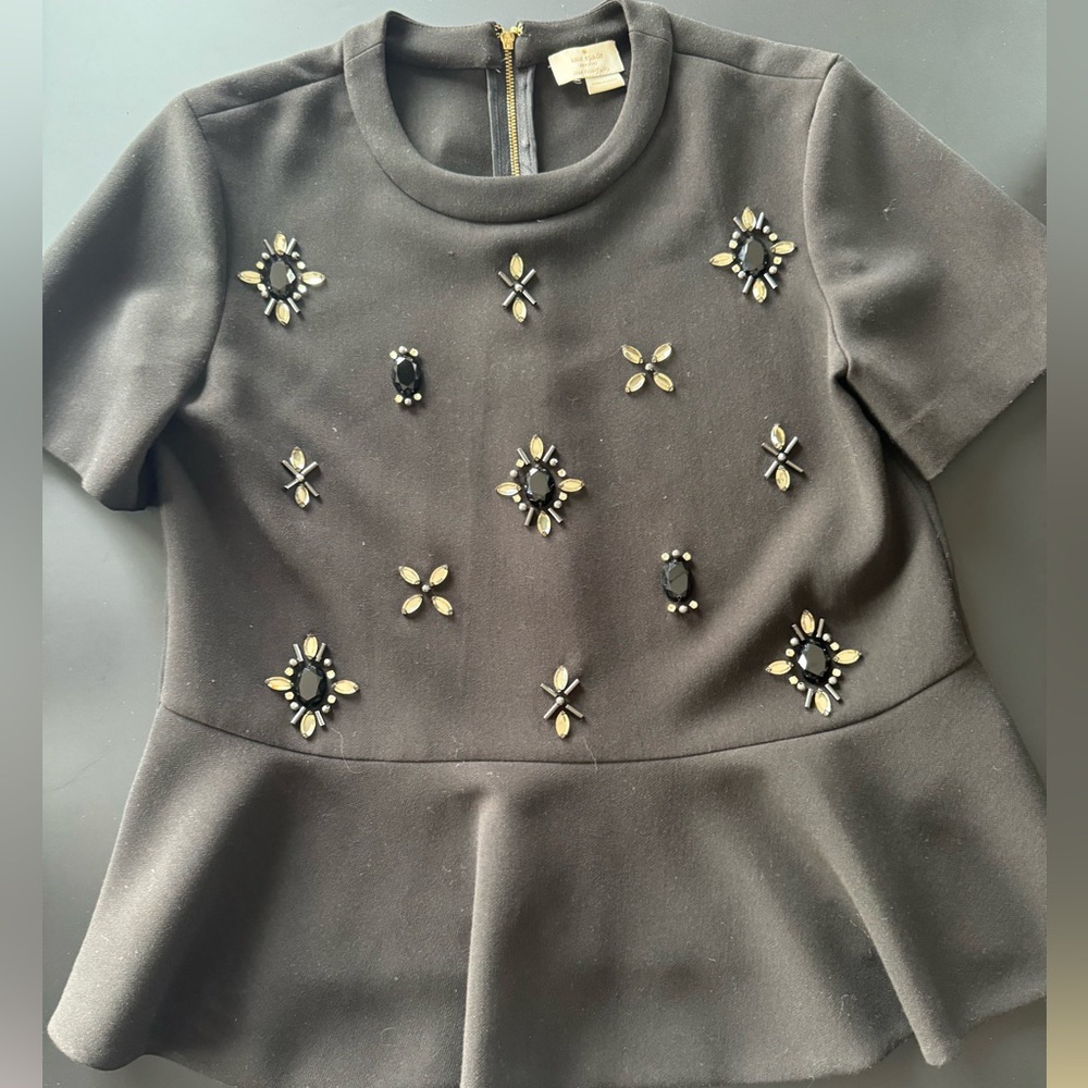 Kate Spade Embellished Peplum Top